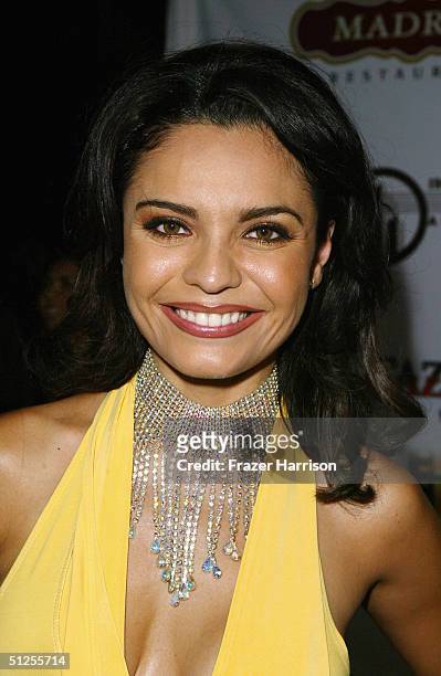 Singer Brenda Mejia arrives at the Post reception party for the Latin Grammy's on September 1, 2004 at Madre's restaurant, in Pasadena, California.