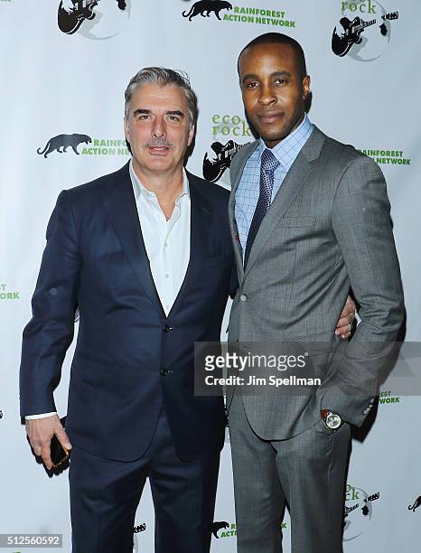Actors Chris Noth and Otoja Abit attend the 2016 Eco Rock - a benefit for the Rainforest Action Network at The Cutting Room on February 26, 2016 in...