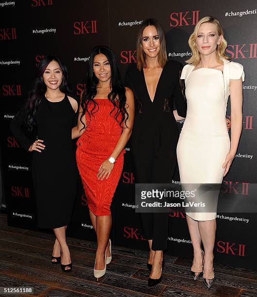 Michelle Phan, Anggun, Louise Roe and Cate Blanchett attends the SK-II #ChangeDestiny forum at Andaz Hotel on February 26, 2016 in Los Angeles,...