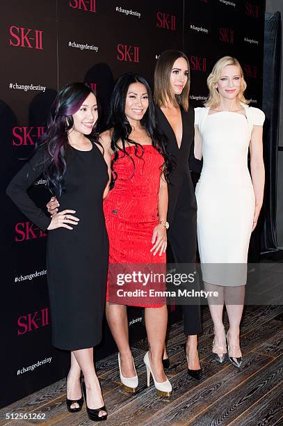 Entrepreneur Michelle Phan, singer Anggun, TV personality Louise Roe and actress Cate Blanchett attend the SK-II #ChangeDestiny Forum held at the...