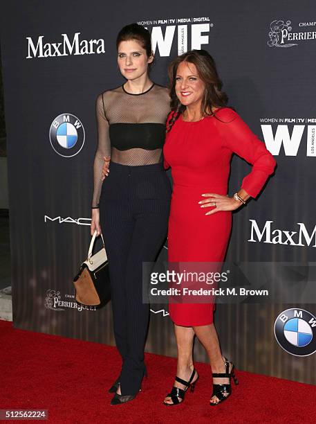 Actress Lake Bell and President of Women in Film Cathy Schulman attends Ninth Annual Women in Film Pre-Oscar Cocktail Party presented by Max Mara,...