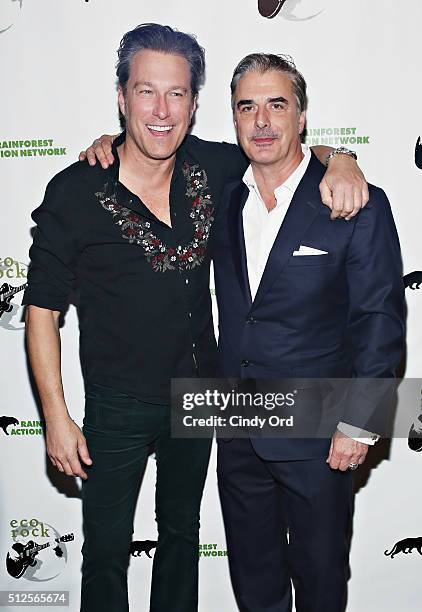 Actors John Corbett and Chris Noth attend 2016 Eco Rock - A benefit for The Rainforest Action Network at The Cutting Room on February 26, 2016 in New...