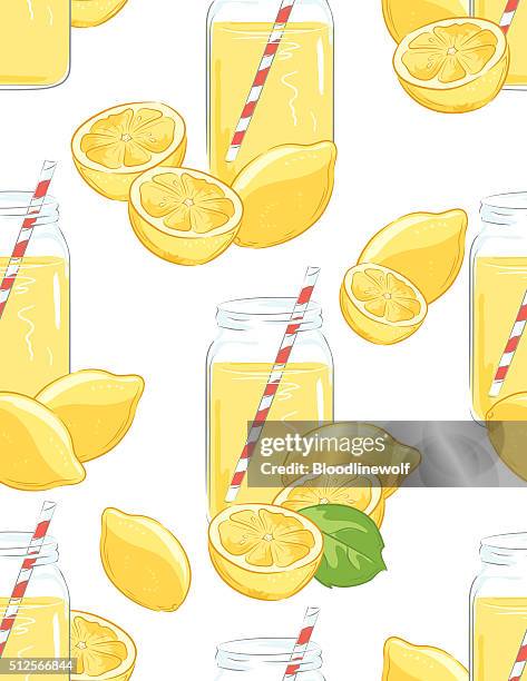 lemons and lemonade seamless pattern - lemonade stock illustrations