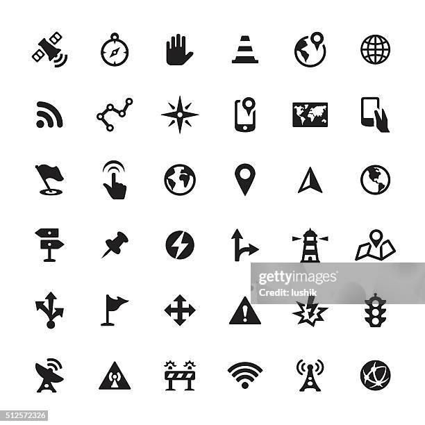 navigation vector icons - astronomical telescope stock illustrations