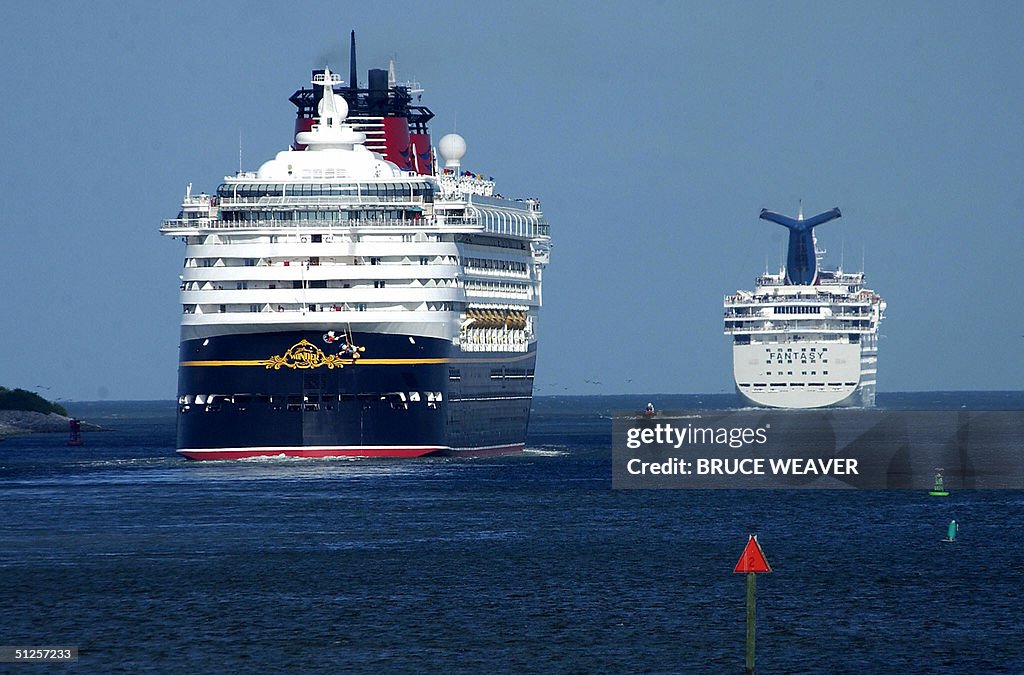 Cruise ships Disney's Wonder (L) and Car