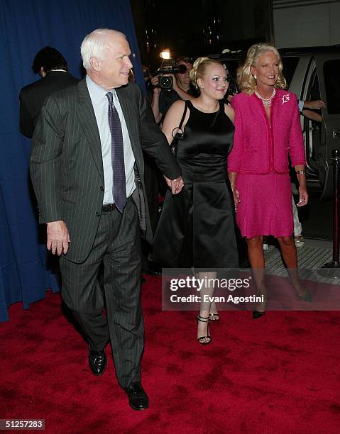 Senator John McCain arrives with his wife Cindy and daughter Megan at "Live From New York Its Wednesday Night" at Cipriani's 42nd Street September 1,...