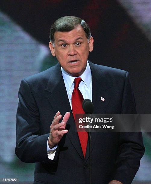 Republic Senate candidate and former Secretary of Housing and Urban Development Mel Martinez from Florida speaks at the final night of the Republican...