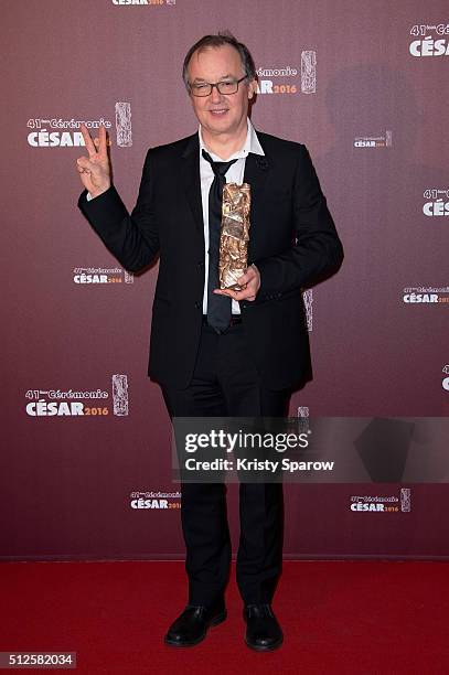 Philippe Faucon poses with one of his two awards won for Best Picture and Best Movie Adaptation for his film ÕFatima' during The Cesar Film Awards...