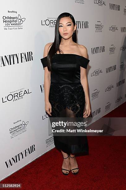 Actress Arden Cho attends a DJ night hosted by Vanity Fair, L'Oreal Paris, & Hailee Steinfeld at Palihouse Holloway on February 26, 2016 in West...