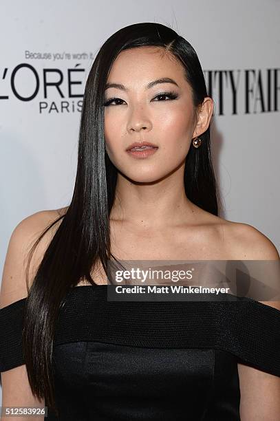 Actress Arden Cho attends a DJ night hosted by Vanity Fair, L'Oreal Paris, & Hailee Steinfeld at Palihouse Holloway on February 26, 2016 in West...