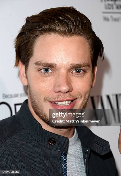 Actor Dominic Sherwood attends a DJ night hosted by Vanity Fair, L'Oreal Paris, & Hailee Steinfeld at Palihouse Holloway on February 26, 2016 in West...