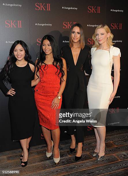 Entrepreneur Michelle Phan, singer Anggun, TV personality Louise Roe and actress Cate Blanchett attend the SK-II #ChangeDestiny Forum at Andaz Hotel...