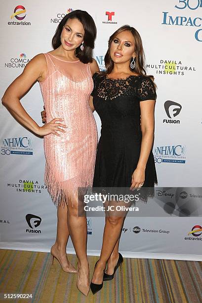 Actresses Patricia De Leon and Vanessa Villela attend the 19th Annual National Hispanic Media Coalition Impact Awards Gala at Regent Beverly Wilshire...