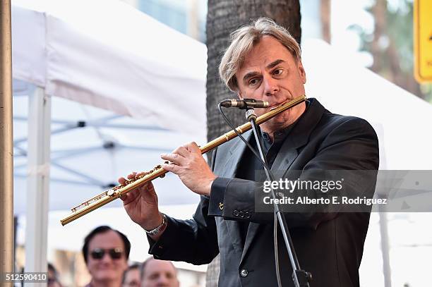 Flutist Andrea Griminelli attends a ceremony honoring Ennio Morricone with the 2,575th Star on The Hollywood Walk of Fame on February 26, 2016 in...