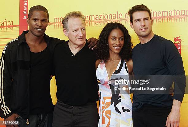 Actor Jamie Foxx, director Michael Mann and actors Jada Pinkett Smith and Tom Cruise attend the "Collateral" Photocall at the 61st Venice Film...