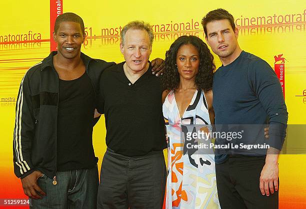 Actor Jamie Foxx, director Michael Mann and actors Jada Pinkett Smith and Tom Cruise attend the "Collateral" Photocall at the 61st Venice Film...