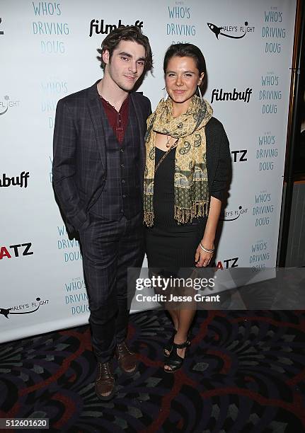Actors RJ Mitte and Paloma Kwiatkowski attend the premiere of FilmBuff's "Who's Driving Doug" at the Los Feliz 3 Cinemas on February 26, 2016 in Los...
