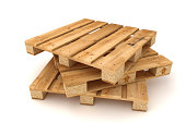 Stack of wooden pallets.