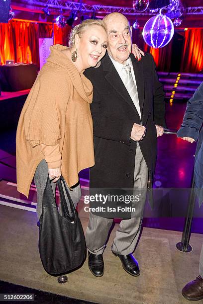 Barbara Schoene and Artur Brauner attend the 'Holiday on Ice: Passion' Berlin Premiere Party on February 26, 2016 in Berlin, Germany.