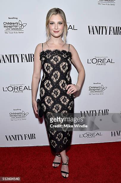 Actress Zoe Levin attends Vanity Fair, L'Oreal Paris, & Hailee Steinfeld host DJ Night at Palihouse Holloway on February 26, 2016 in West Hollywood,...