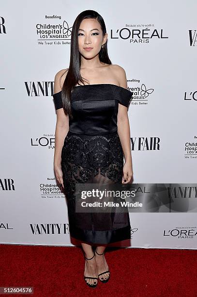 Actress Arden Cho attends Vanity Fair, L'Oreal Paris, & Hailee Steinfeld host DJ Night at Palihouse Holloway on February 26, 2016 in West Hollywood,...