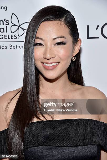 Actress Arden Cho attends Vanity Fair, L'Oreal Paris, & Hailee Steinfeld host DJ Night at Palihouse Holloway on February 26, 2016 in West Hollywood,...