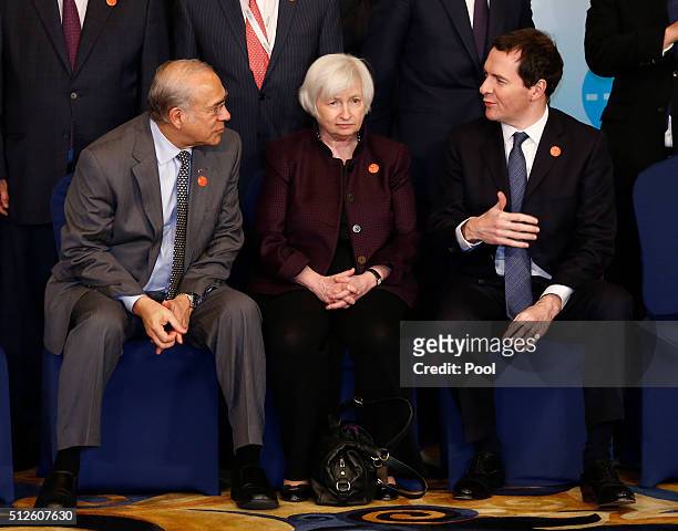 Organization for Economic Co-operation and Development Secretary General Jose Angel Gurria, US Federal Reserve Board Chair Janet Yellen and British...