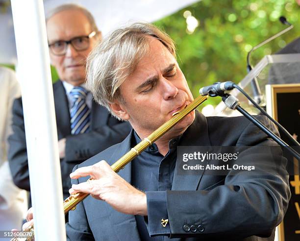 Flutist Andrea Griminelli at the Ennio Morricone Star Ceremony On The Hollywood Walk Of Fame held on February 26, 2016 in Hollywood, California.