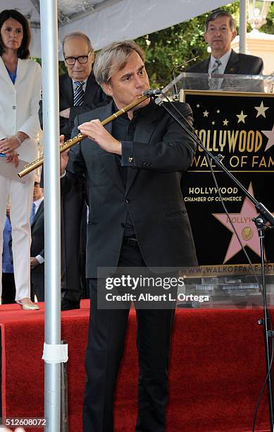 Flutist Andrea Griminelli at the Ennio Morricone Star Ceremony On The Hollywood Walk Of Fame held on February 26, 2016 in Hollywood, California.