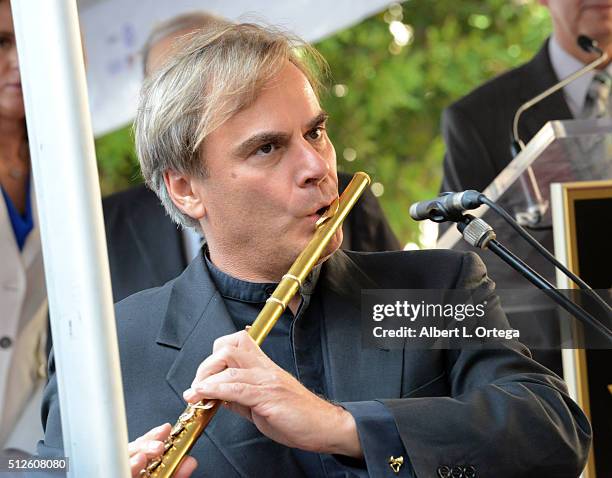 Flutist Andrea Griminelli at the Ennio Morricone Star Ceremony On The Hollywood Walk Of Fame held on February 26, 2016 in Hollywood, California.