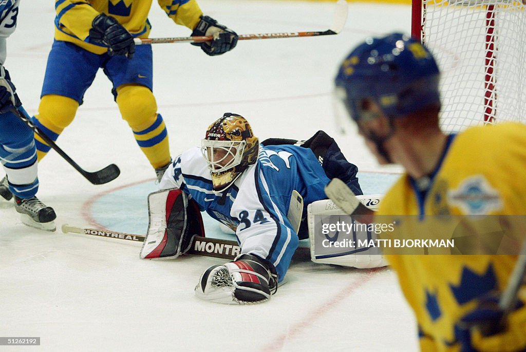 Team Finland goalkeeper Miikka Kiprusoff