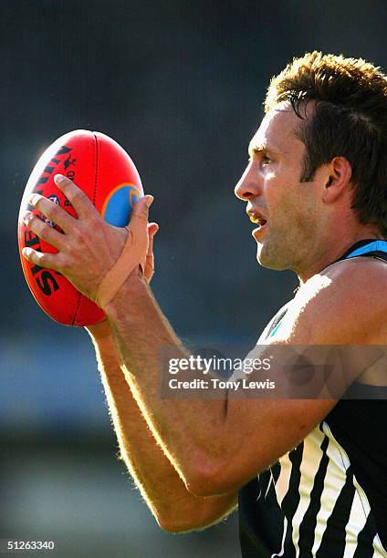 Darryl Wakelin for Port marks in the AFL qualifying final match between Port Adelaide Power and the Geelong Cats at AAMI Stadium September 5, 2004 in...