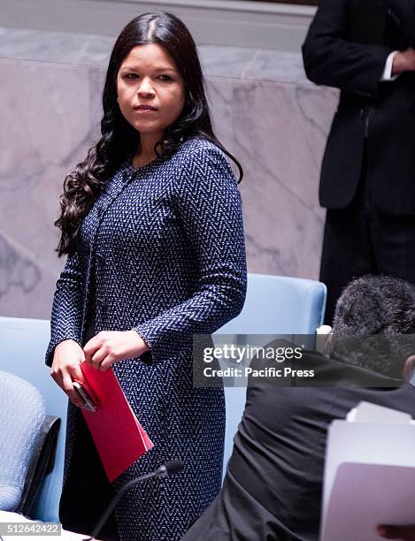 Venezuelan former President Hugo Chavez daughter, Ambassador Maria Gabriela Chavez during the Security Council adoption of the resolution 2268 ,...