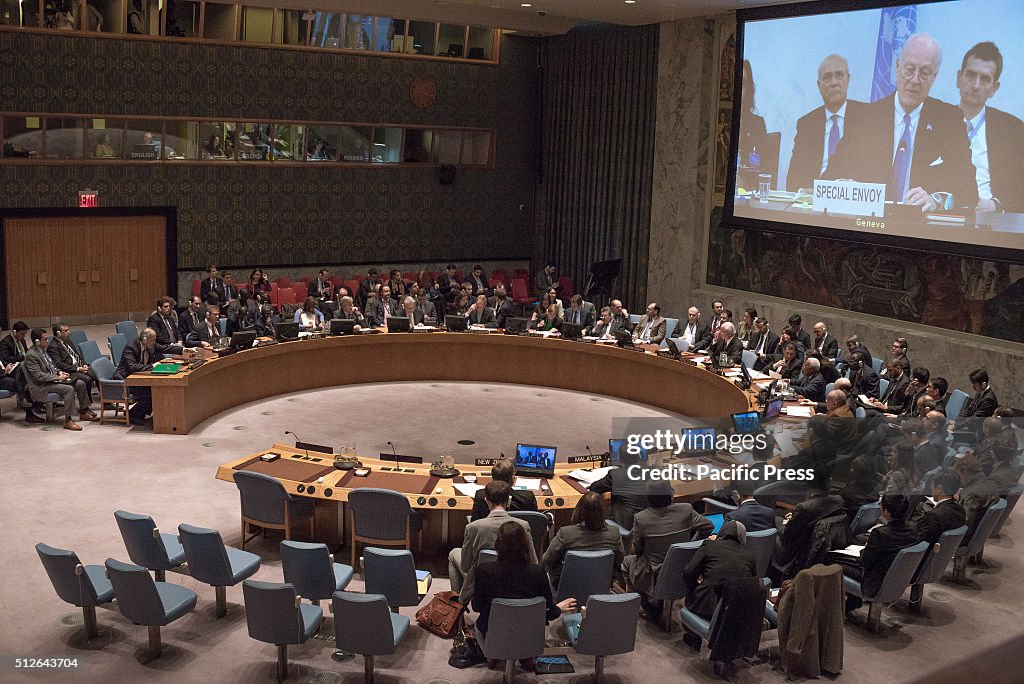 Members of the Security Council are briefed by UN Special...