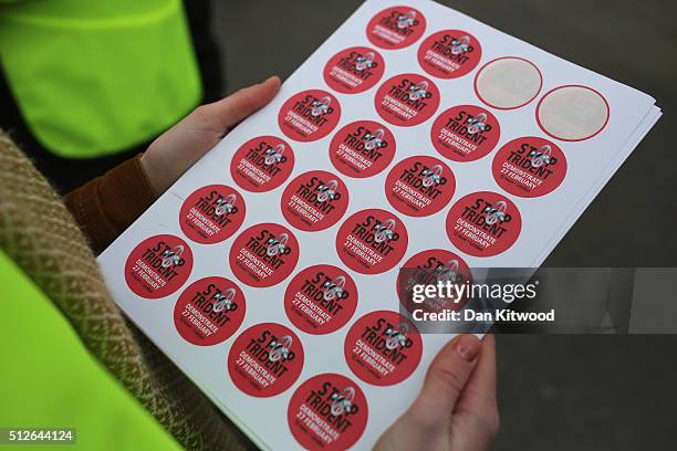 Demonstrators prepare to march during a 'Stop Trident' march though central London on February 27, 2016 in London, England. The leaders of three...