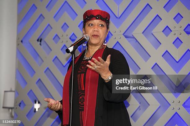 Attallah Shabazz speaks at the ICON MANN's 4th Annual Power 50 Dinner at Mr. C Beverly Hills on February 26, 2016 in Beverly Hills, California.