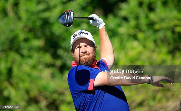 Shane Lowry of Ireland plays his tee shot on the par 5, third hole during the third round of the 2016 Honda Classic held on the PGA National Course...
