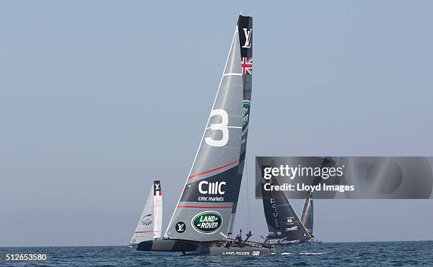 Land Rover BAR skippered by Ben Ainslie of Great Britain shown here in action on day 1 of racing close to the shore during The Louis Vuitton Americas...