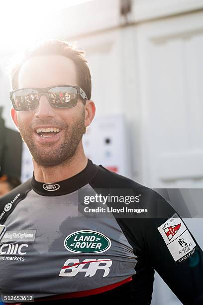 Land Rover BAR skipper by Ben Ainslie of Great Britain shown here ashore during The Louis Vuitton Americas Cup World Series on February 27, 2016 in...