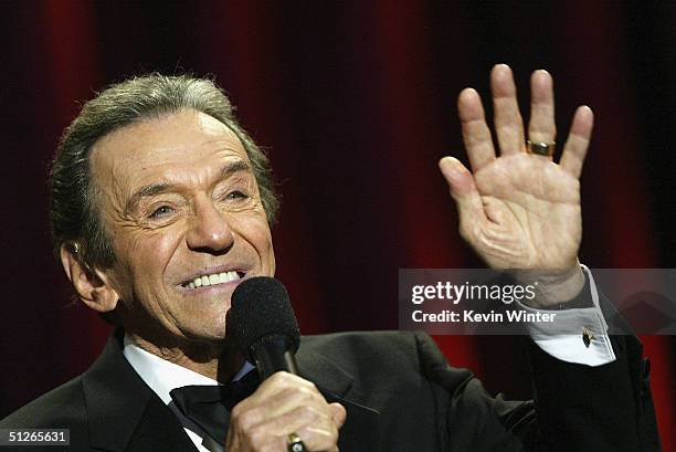 Comedian Norm Crosby performs at the 39th Annual Jerry Lewis MDA Labor Day Telethon at CBS Television City on September 5, 2004 in Los Angeles,...