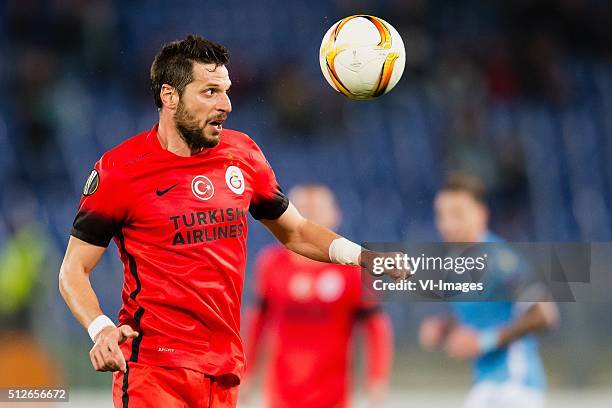 Hakan Kadir Balta of Galatasaray during the UEFA Europa League round of 32 match between SS Lazio and Galatasaray on February 25, 2016 at the Stadio...