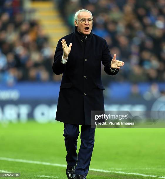 Manager Claudio Ranieri of Leicester City during the Barclays Premier League match between Leicester City and Norwich City at the King Power Stadium...