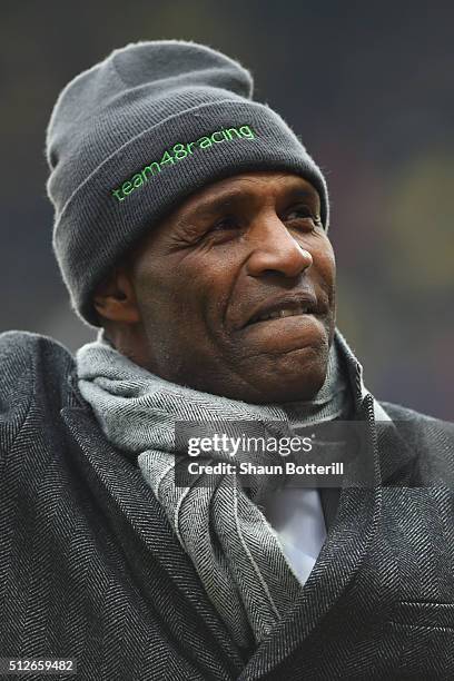 Ex Watford player Luther Blissett during half time at the Barclays Premier League match between Watford and A.F.C. Bournemouth at Vicarage Road on...