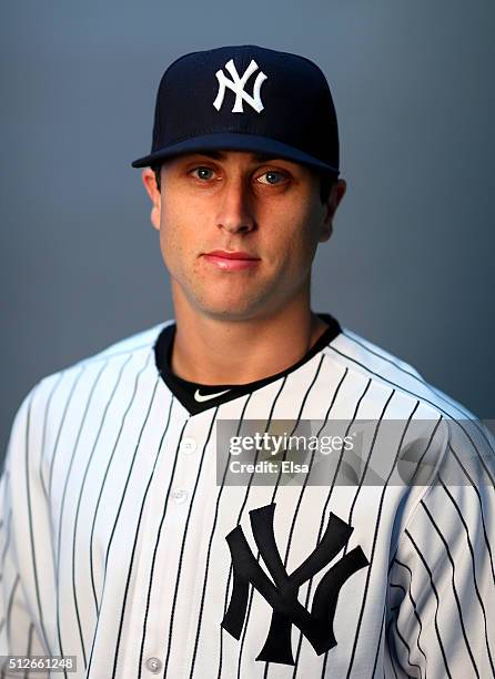 Dustin Fowler of the New York Yankees poses for a portrait on February 27, 2016 at George M Steinbrenner Stadium in Tampa, Florida.