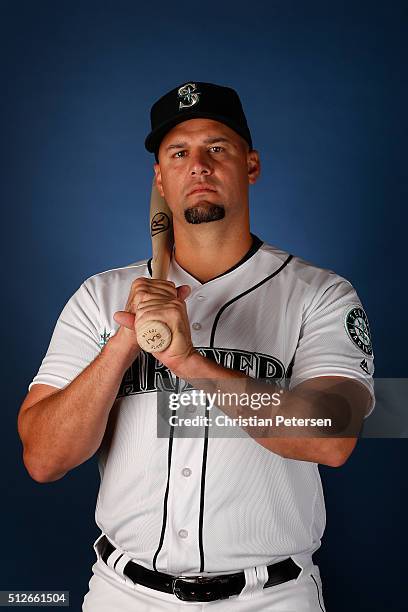 Gaby Sanchez of the Seattle Mariners poses for a portrait during spring training photo day at Peoria Stadium on February 27, 2016 in Peoria, Arizona.