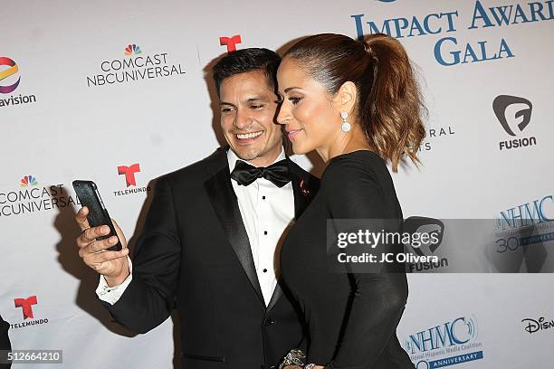 Actor Nick Gonzalez and tv personality Jackie Guerrido attend the 19th Annual National Hispanic Media Coalition Impact Awards Gala at Regent Beverly...