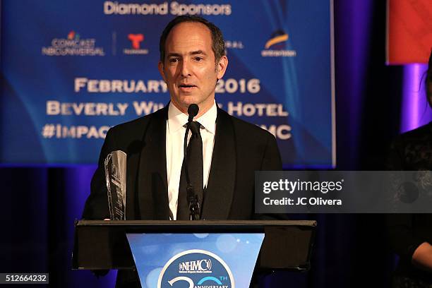 Executive John Kosner onstage during the 19th Annual National Hispanic Media Coalition Impact Awards Gala at Regent Beverly Wilshire Hotel on...