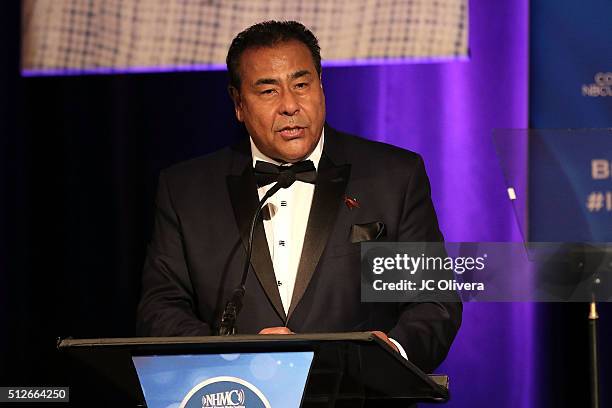 John Quinones onstage during the 19th Annual National Hispanic Media Coalition Impact Awards Gala at Regent Beverly Wilshire Hotel on February 26,...