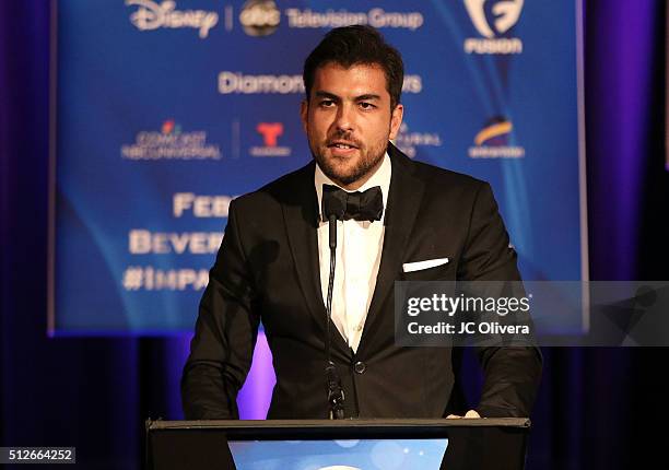 Fusion Executive Fernando Fila onstage during the 19th Annual National Hispanic Media Coalition Impact Awards Gala at Regent Beverly Wilshire Hotel...