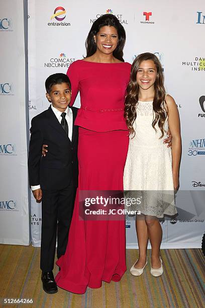 Actress Andrea Navedo with their children Nico and Ava Pietronuto attend the 19th Annual National Hispanic Media Coalition Impact Awards Gala at...